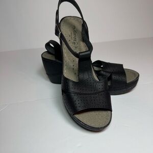 Flexus Natala Slingback Women's Sandal Black with Wedge Heel 39